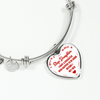 I DON'T HAVE A STEPDAUGHTER, BORN BEFORE I MET HER, SILVER OR GOLD FINISHED HEART SHAPED BANGLE BRACELET (RED ON WHITE) - podprintz.com