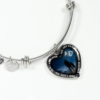 MY DAUGHTER, YOU ARE AMAZING, SILVER OR GOLD FINISHED HEART SHAPED BRACELET (MOON & STARS EDITION) - podprintz.com
