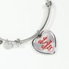 ROCKIN' THE SPOILED, WIFE LIFE - SILVER AND GOLD FINISHED HEART SHAPED BANGLE BRACELET (RED TEXT ON TRANSPARENT) - podprintz.com