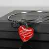 MY DAUGHTER YOU ARE PRECIOUS, SUNSHINE, JOY LOVE DAD - SILVER AND GOLD FINISHED HEART SHAPED NECKLACE AND BANGLE BRACELET (WHITE ON RED) EO - podprintz.com
