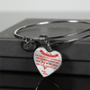 MY DAUGHTER YOU ARE PRECIOUS, SUNSHINE, JOY LOVE MOM - SILVER AND GOLD FINISHED HEART SHAPED BANGLE BRACELET (RED ON TRANSPARENT) - podprintz.com