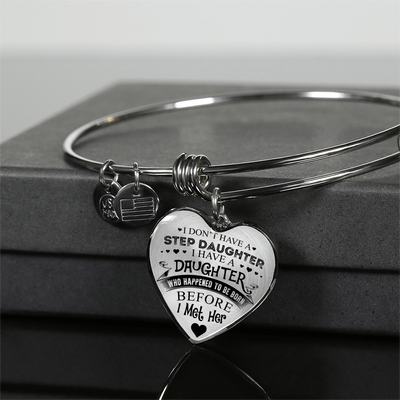 I DON'T HAVE A STEPDAUGHTER, SILVER OR GOLD FINISHED HEART SHAPED NECKLACE AND BANGLE BRACELET (BLACK ON TRANSPARENT) EO - podprintz.com
