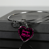 Daddy's Little Girl Gold or Silver Finished Heart Shaped Bangle Bracelet (Pink on Black) - podprintz.com
