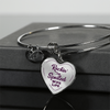 ROCKIN' THE SPOILED, WIFE LIFE - SILVER AND GOLD FINISHED HEART SHAPED BANGLE BRACELET AND NECKLACE (PURPLE TEXT ON TRANSPARENT) EO - podprintz.com