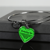MY DAUGHTER, DADDY LOVES YOU - (LIME GREEN & BLACK TEXT) SILVER FINISHED HEART BANGLE BRACELET - podprintz.com