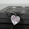 MY DAUGHTER YOU ARE PRECIOUS, SUNSHINE, JOY LOVE DAD - SILVER AND GOLD FINISHED HEART SHAPED NECKLACE AND BANGLE BRACELET (PURPLE ON TRANSPARENT) EO - podprintz.com