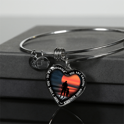 My Daughter, You are Amazing, Silver or Gold Finished Heart Shaped Necklace (Pink Sunset Deck Edition) EO - podprintz.com