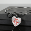 ROCKIN' THE SPOILED, WIFE LIFE - SILVER AND GOLD FINISHED HEART SHAPED BANGLE BRACELET AND NECKLACE (RED TEXT ON TRANSPARENT) EO - podprintz.com