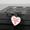 I DON'T HAVE A STEPDAUGHTER, BORN BEFORE I MET HER, SILVER OR GOLD FINISHED HEART SHAPED BANGLE BRACELET (RED ON WHITE) - podprintz.com