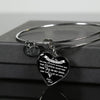 MY DAUGHTER YOU ARE PRECIOUS, SUNSHINE, JOY LOVE DAD - SILVER AND GOLD FINISHED HEART SHAPED NECKLACE AND BANGLE BRACELET (WHITE ON BLACK) EO - podprintz.com