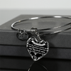 My Daughter, You are Precious (White on Black) - Silver Finished Heart Bangle Bracelet - podprintz.com