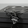 I DON'T HAVE A STEPDAUGHTER, SILVER OR GOLD FINISHED HEART SHAPED BANGLE BRACELET (WHITE ON BLACK) - podprintz.com