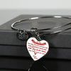 MY DAUGHTER YOU ARE PRECIOUS, SUNSHINE, JOY LOVE MOM - SILVER AND GOLD FINISHED HEART SHAPED NECKLACE AND BANGLE BRACELET (RED ON WHITE) EO - podprintz.com