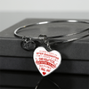 I DON'T HAVE A STEPDAUGHTER, SILVER OR GOLD FINISHED HEART SHAPED BANGLE BRACELET (RED ON WHITE) - podprintz.com