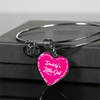 Daddy's Little Girl Gold or Silver Finished Heart Shaped Bangle Bracelet (White on Pink) - podprintz.com