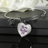 ROCKIN' THE SPOILED, WIFE LIFE - SILVER AND GOLD FINISHED HEART SHAPED BANGLE BRACELET (PURPLE TEXT ON TRANSPARENT) - podprintz.com