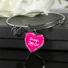 Daddy's Little Girl Gold or Silver Finished Heart Shaped Bangle Bracelet (White on Pink) - podprintz.com