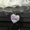 I DON'T HAVE A STEPDAUGHTER, SILVER OR GOLD FINISHED HEART SHAPED BANGLE BRACELET (PURPLE ON TRANSPARENT) - podprintz.com
