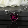 Daddy's Little Girl Gold or Silver Finished Heart Shaped Bangle Bracelet (Pink on Black) - podprintz.com