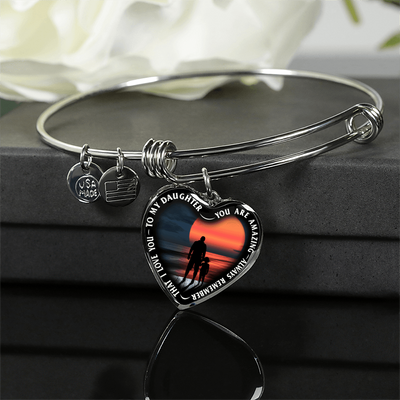 My Daughter, You are Amazing, Silver or Gold Finished Heart Shaped Necklace (Pink Sunset Deck Edition) EO - podprintz.com