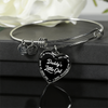 Daddy's Little Girl Gold or Silver Finished Heart Shaped Bangle Bracelet (White on Black) - podprintz.com