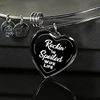 ROCKIN' THE SPOILED, WIFE LIFE - SILVER AND GOLD FINISHED HEART SHAPED BANGLE BRACELET (WHITE TEXT ON BLACK) - podprintz.com