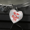 ROCKIN' THE SPOILED, WIFE LIFE - SILVER AND GOLD FINISHED HEART SHAPED BANGLE BRACELET (RED TEXT ON TRANSPARENT) - podprintz.com