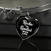 ROCKIN' THE SPOILED, WIFE LIFE - SILVER AND GOLD FINISHED HEART SHAPED BANGLE BRACELET AND NECKLACE (WHITE TEXT ON BLACK) EO - podprintz.com
