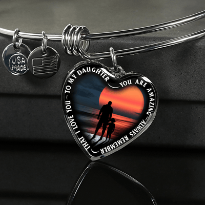My Daughter, You are Amazing, Silver or Gold Finished Heart Shaped Necklace (Pink Sunset Deck Edition) EO - podprintz.com