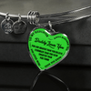 MY DAUGHTER, DADDY LOVES YOU - (LIME GREEN & BLACK TEXT) SILVER FINISHED HEART BANGLE BRACELET - podprintz.com