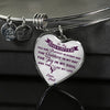 MY DAUGHTER YOU ARE PRECIOUS, SUNSHINE, JOY LOVE DAD - SILVER AND GOLD FINISHED HEART SHAPED NECKLACE AND BANGLE BRACELET (PURPLE ON TRANSPARENT) EO - podprintz.com