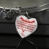 MY DAUGHTER YOU ARE PRECIOUS, SUNSHINE, JOY LOVE MOM - SILVER AND GOLD FINISHED HEART SHAPED BANGLE BRACELET (RED ON TRANSPARENT) - podprintz.com