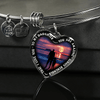 My Daughter, You are Amazing, Silver or Gold Finished Heart Shaped Bracelet (Full Moon Beach Black Edition) - podprintz.com