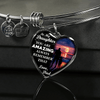 My Daughter, You are Amazing, Love Dad - Silver Finished Heart Bangle Bracelet - podprintz.com