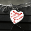 MY DAUGHTER YOU ARE PRECIOUS, SUNSHINE, JOY LOVE MOM - SILVER AND GOLD FINISHED HEART SHAPED BANGLE BRACELET (RED ON WHITE) - podprintz.com