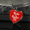 ROCKIN' THE SPOILED, WIFE LIFE - SILVER AND GOLD FINISHED HEART SHAPED BANGLE BRACELET AND NECKLACE (WHITE TEXT ON RED) EO - podprintz.com