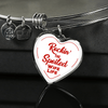 ROCKIN' THE SPOILED, WIFE LIFE - SILVER AND GOLD FINISHED HEART SHAPED BANGLE BRACELET AND NECKLACE (RED TEXT ON WHITE) EO - podprintz.com