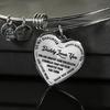 MY DAUGHTER, DADDY LOVES YOU - SILVER FINISHED HEART BANGLE BRACLET (BLACK ON TRANSPARENT) - podprintz.com
