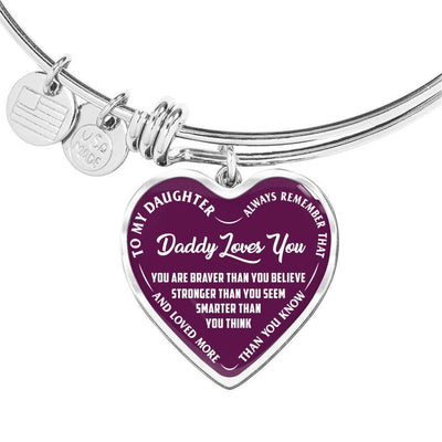 Daddy Loves You Father/Daughter Necklace Purple w/ White Text - podprintz.com