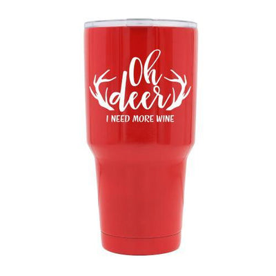Oh Deer I Need More Wine - Red Stainless Steel Mug - podprintz.com