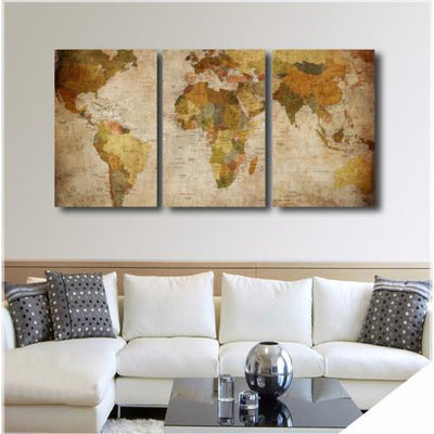 Retro Style World Map Canvas Wall Art (Made in the USA) - podprintz.com
