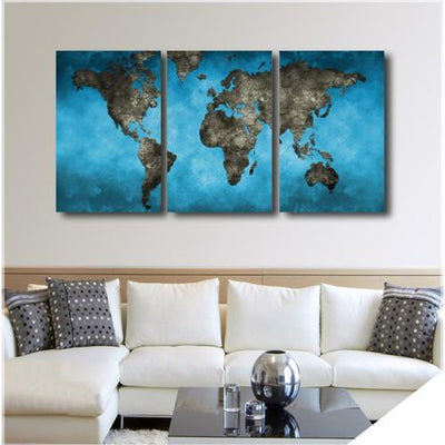 Ocean Blue World Map Canvas Wall Art (Made in the USA) - podprintz.com