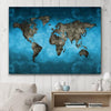 Ocean Blue World Map Canvas Wall Art (Made in the USA) - podprintz.com