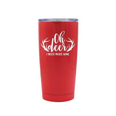 Oh Deer I Need More Wine - Red Stainless Steel Mug - podprintz.com
