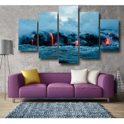 Kalapana Lava Flow Hawaii 5 Piece Canvas Wall Art (Made in the USA) - podprintz.com